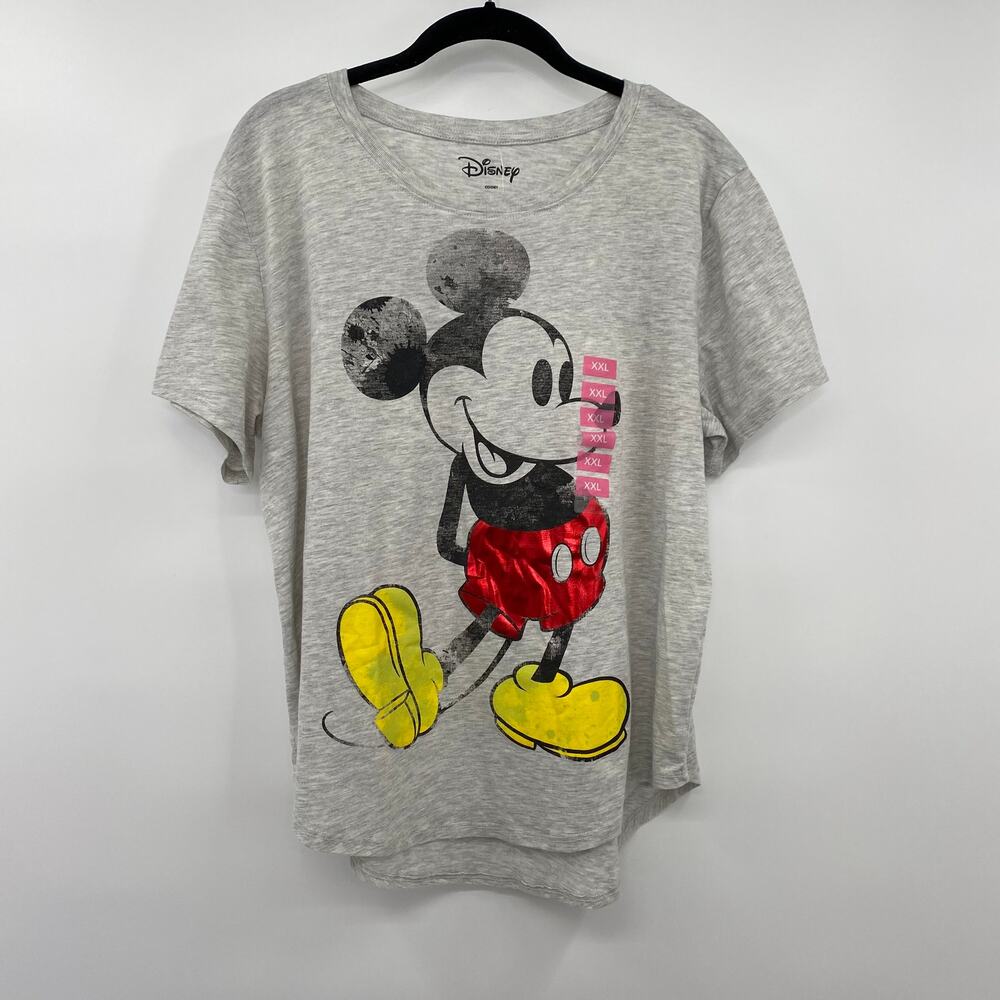 Disney Mickey Mouse T Shirt Short Sleeve Crew Neck Gray Womens XXL